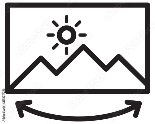  Panoramic landscape image rotation view symbol with panoramic landscape rotation mountain interface direction isolated background illustration photography environment function