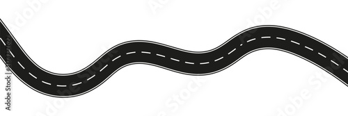 Winding road illustration showing a curved roadway from top view for navigation, route planning, transportation, maps, highways, and travel graphics