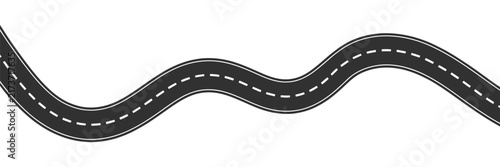 Winding road illustration showing a curved roadway from top view for navigation, route planning, transportation, maps, highways, and travel graphics