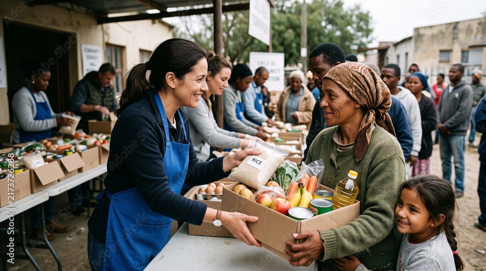 Obraz premium Distribution of Food Packages to Families