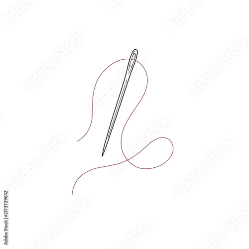 Quadro su tela Sewing Needle Threaded with Pink Thread Vector Icon