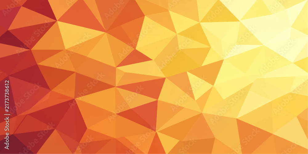 Fototapeta premium Abstract low poly geometric background with warm orange yellow triangle pattern vector wallpaper