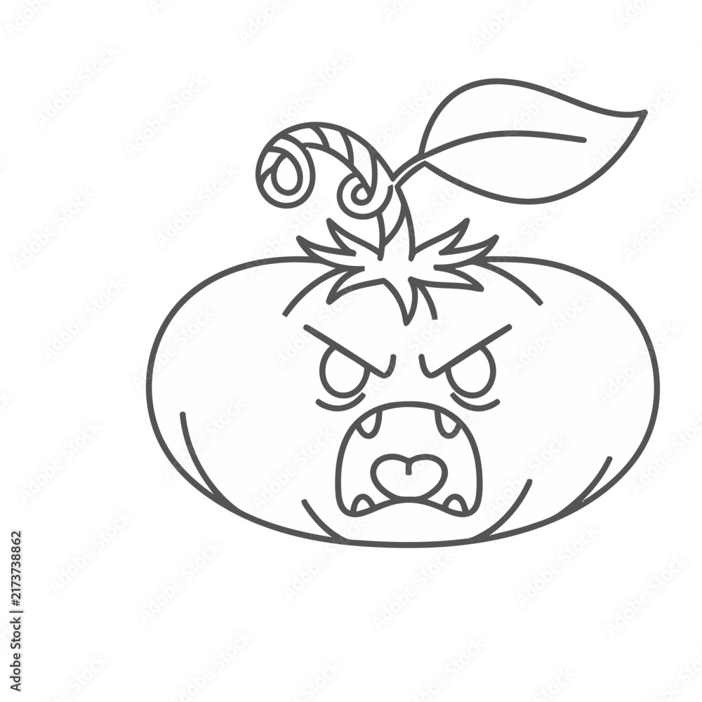 Fototapeta premium Angry Pumpkin Face Outline