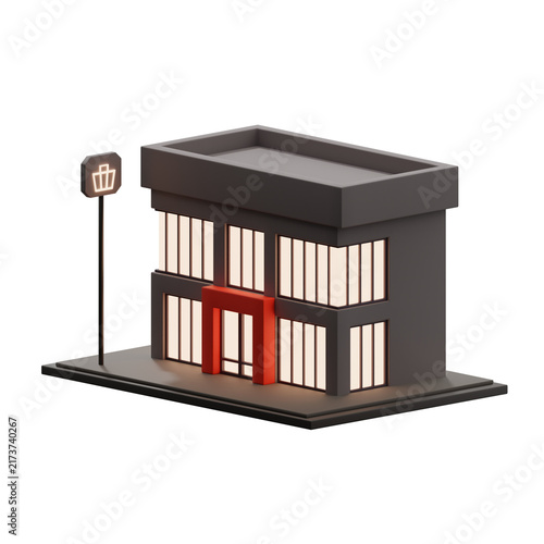 Supermarket building 3d illustration