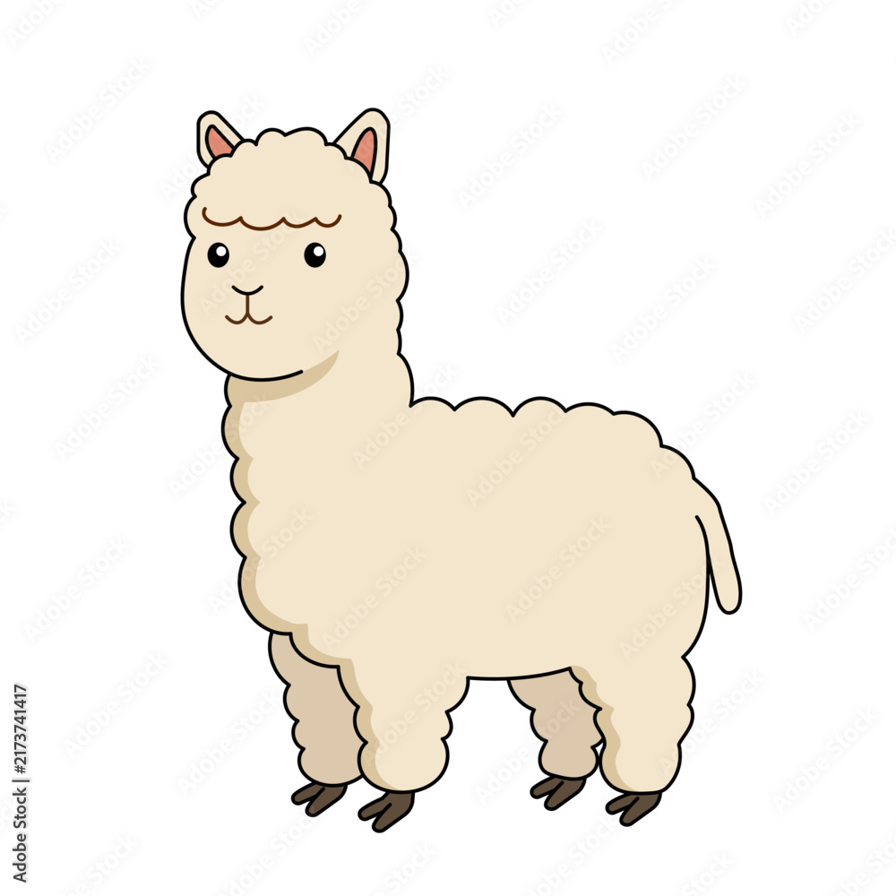 Naklejka premium Fluffy alpaca character design for kids books and stickers