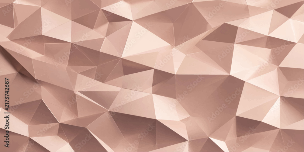 Fototapeta premium Rose gold low poly abstract polygonal geometric background vector pattern design template
