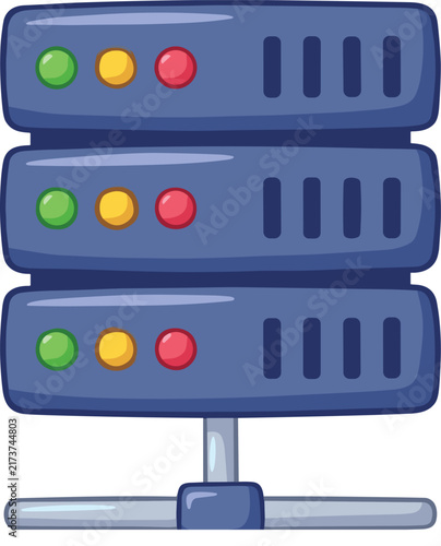 Tapety artystyczne Blue network server rack with status lights. Computer server rack icon for web hosting and data center services