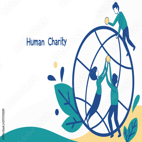International Human Charity Vector Banner with Helping Hands and Community Support