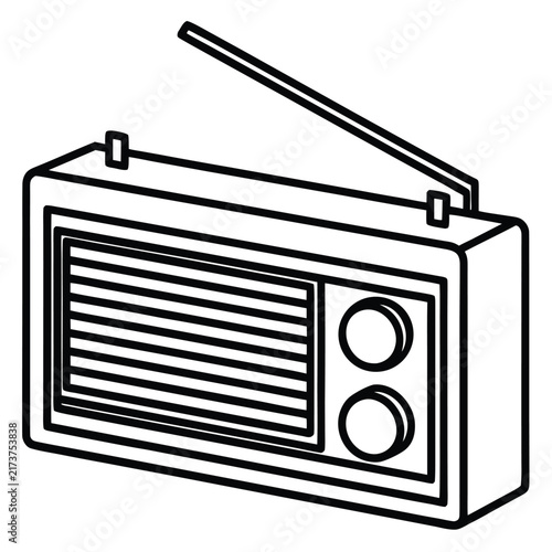 Vintage boombox outline vector set with retro radio cassette line art isolated on white background