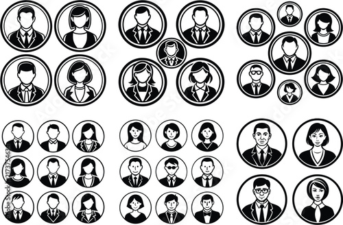 Business people, set of vector silhouettes
