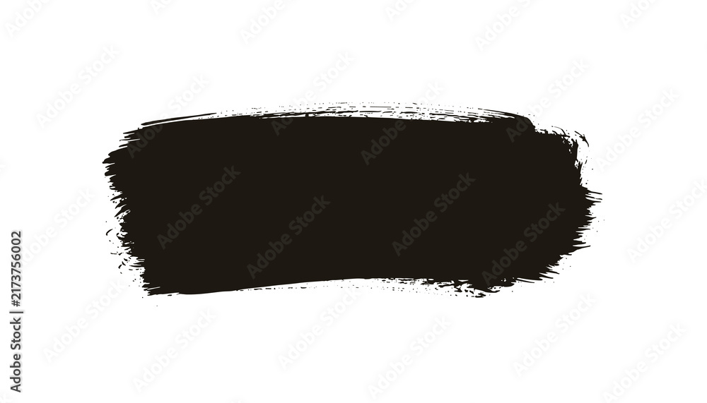 Fototapeta premium Thick black brush stroke of paint or ink on a plain white background, perfect for artistic and grunge design projects.