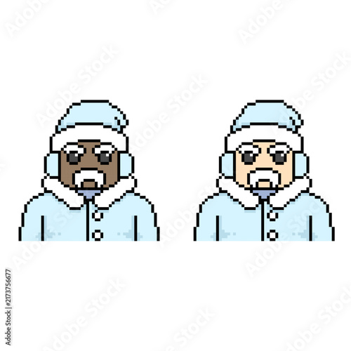 SNOW WINTER MAN PIXEL ART