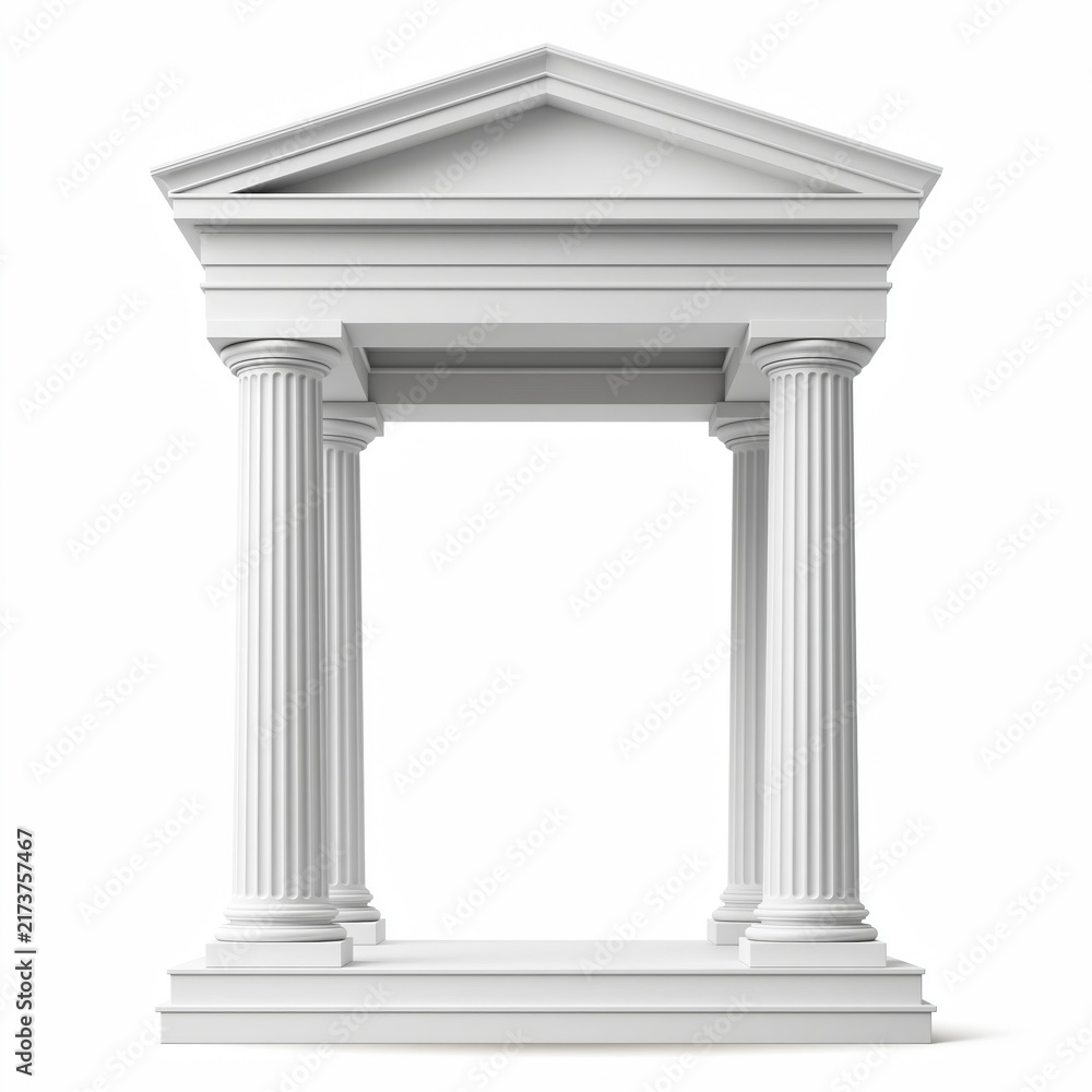 Naklejka premium White classical temple facade with columns and pediment