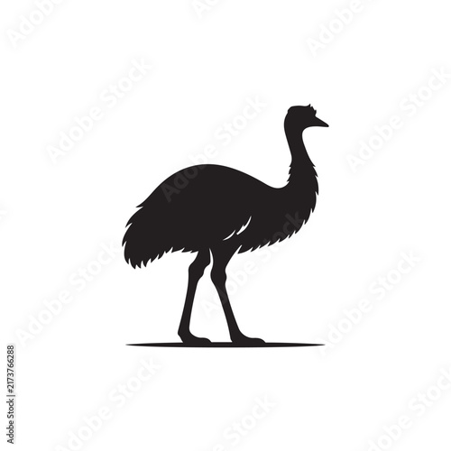 Australian emu animal silhouette icon vector flat design