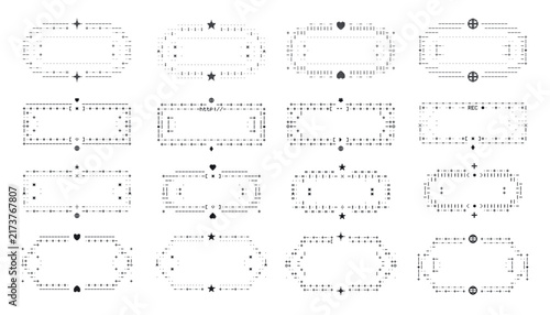 Naklejka アスキーアートの横長装飾フレーム 記号で構成した16種セット