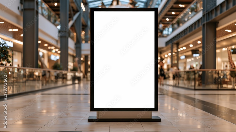 Naklejka premium Blank advertising display stand in empty shopping mall
