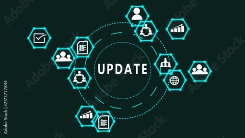 UPDATE concept. Finacial success concept on virtual screen. Business, technology, internet and networking concept.3d illustration