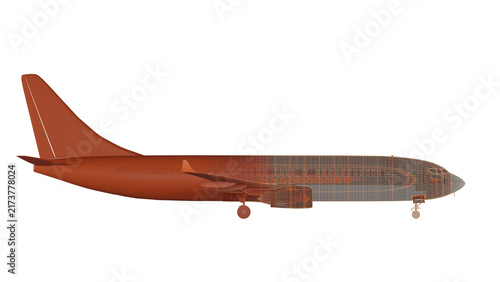 Orange Airplane Side View
