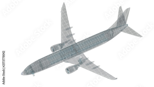 Wireframe Airplane on Black