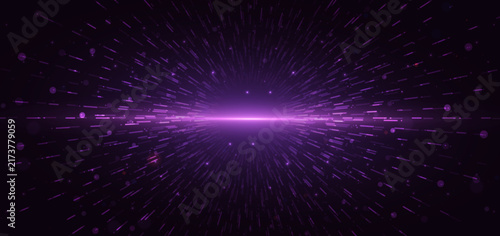 Abstract neon purple technology background with dynamic radial lines.