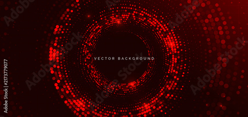 Modern high tech background with dynamic red dotted circles.