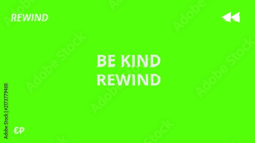 Dynamic rewind vhs green screen visual element with vintage retro tape aesthetic motion graphics
