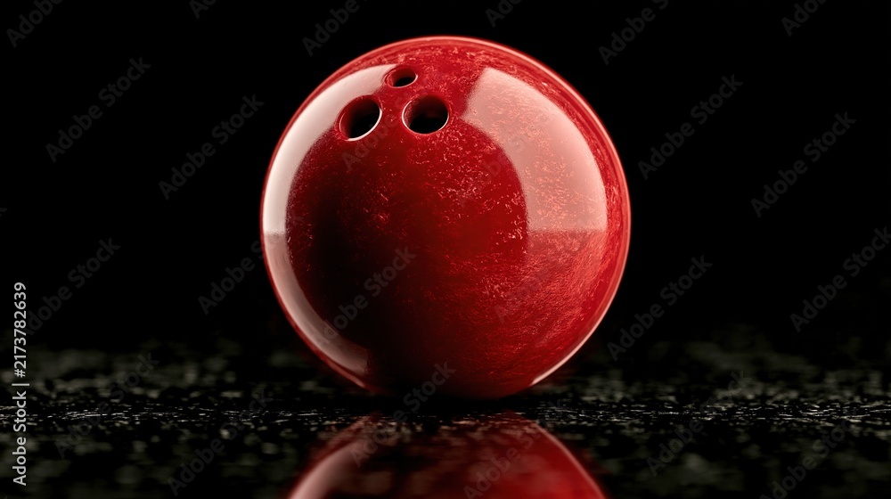 Fototapeta premium Closeup of a red bowling ball on black