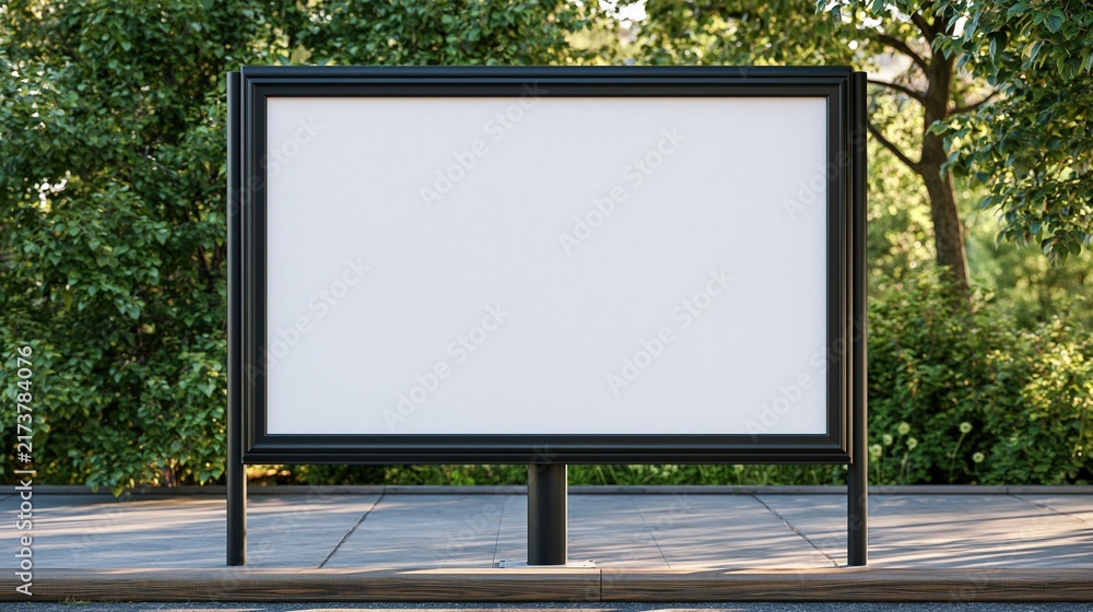 Fototapeta premium Empty outdoor billboard standing in park setting