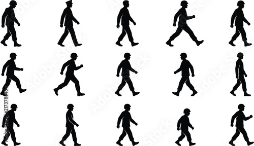 Принти на полотні Walking-Silhouette Animation Frame Icon Set