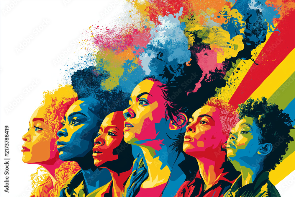 Obraz premium Colorful Afro Women Portraits in Artistic Style