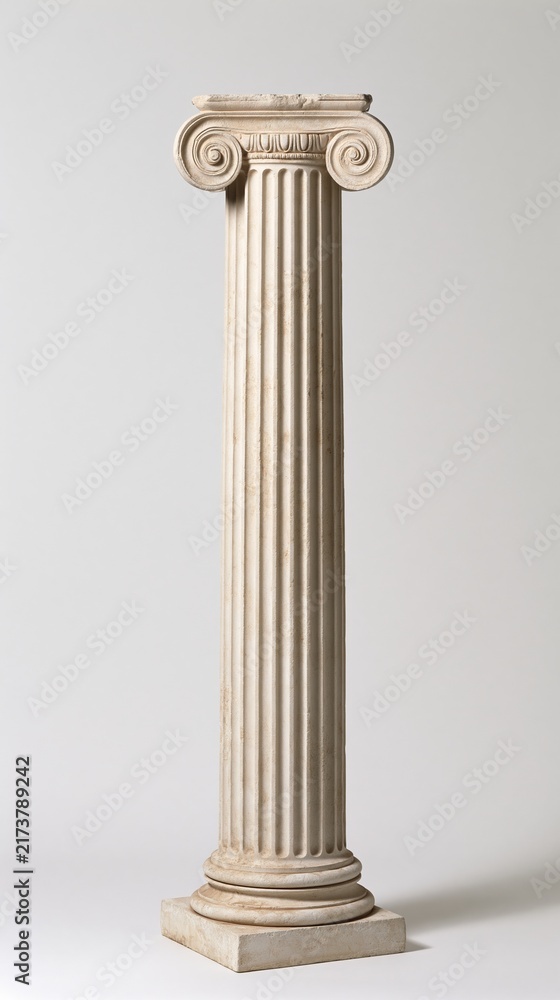 Naklejka premium Ancient greek style marble column standing isolated on