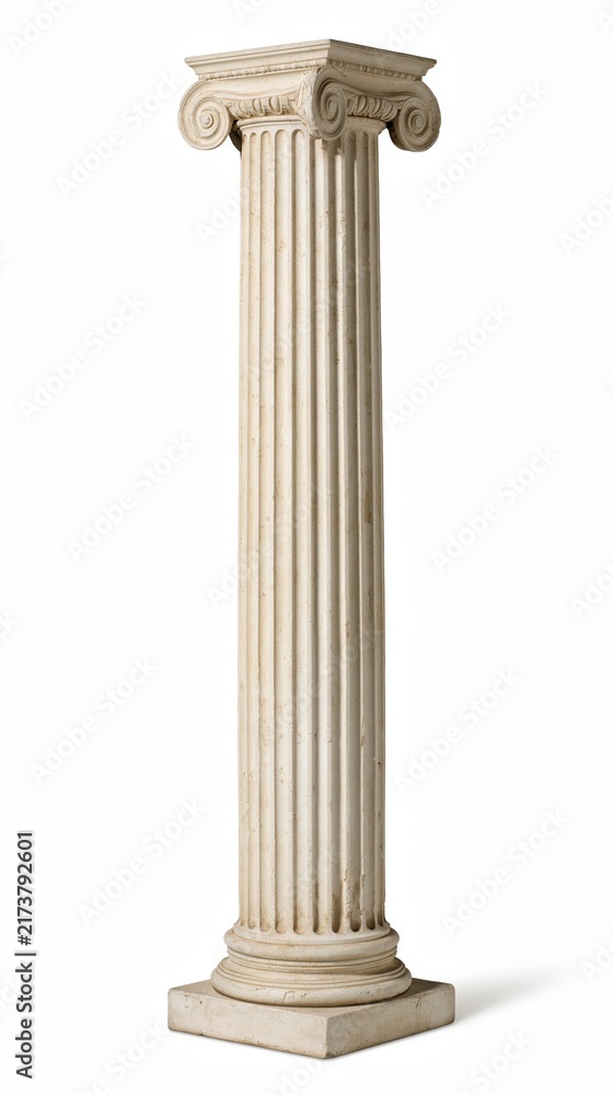 Naklejka premium Isolated classical white marble column with scroll details