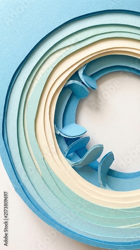 Abstract Blue Paper Layers in Circular Design for Creative Use