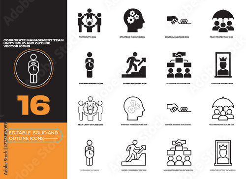 Corporate Management Team Unity Collaboration Office Vector Icon Pack
