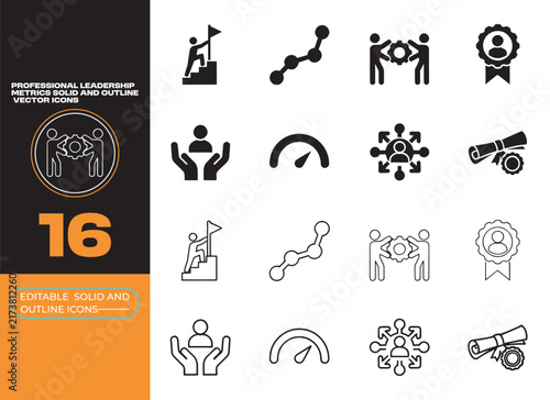 Professional Leadership Performance Metrics Business Management Vector Icons