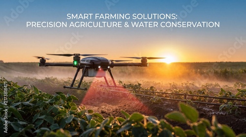 Smart Precision Farming Drone Scanning Soil Moisture