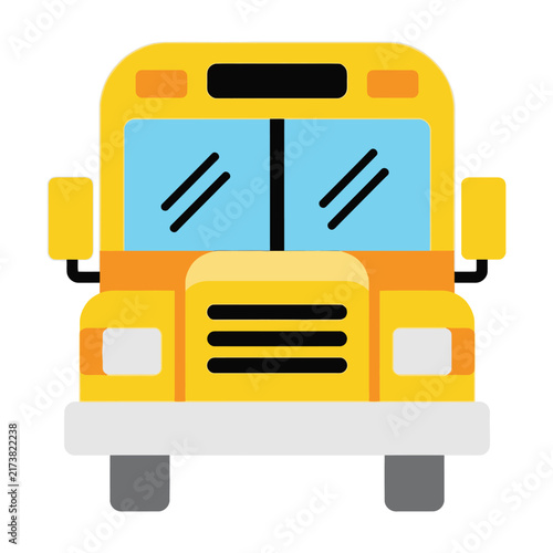 Yellow School Bus Front View Icon for Educational Transportation and Student Travel