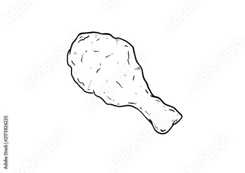 chicken drumstick digital drawing illustration isolated