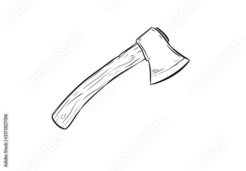 wood axe digital drawing illustration isolated