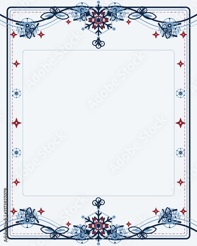 Russian folk art vector background with abstract Matryoshka motifs, rounded florals, and copy space.