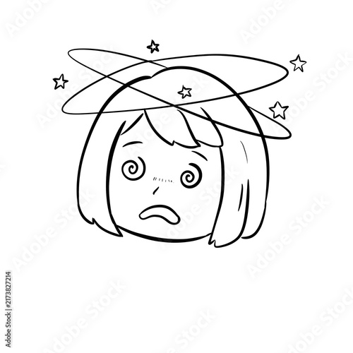 dizzy girl head digital drawing illustration isolated