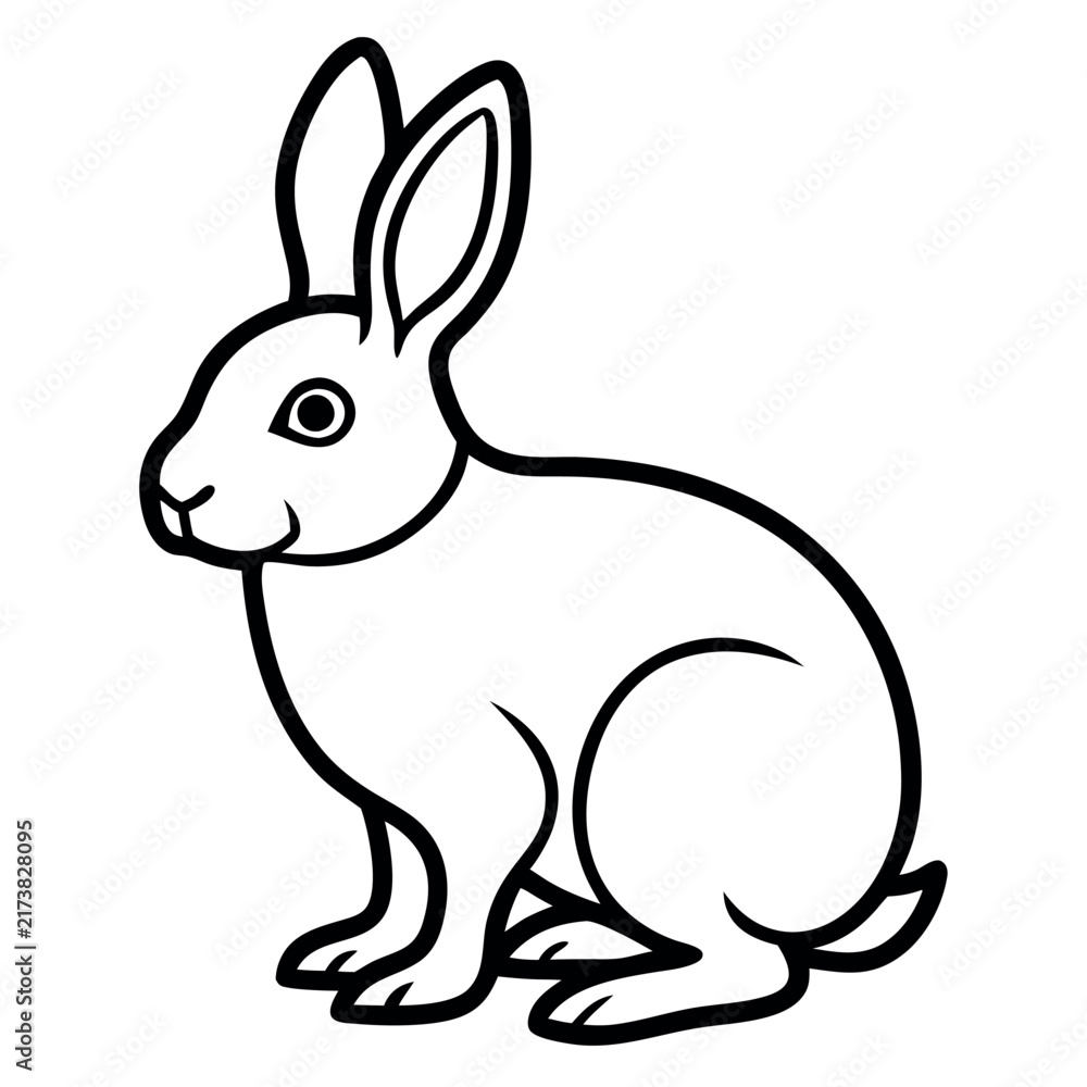 Fototapeta premium A rabbit line art on white background. 