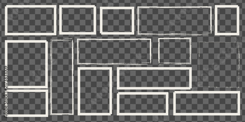 Set of vertical frames with raw gouache textures. Artistic white borders with grunge edges for posters, photos, and wedding invites. Isolated hand drawn templates with brush strokes. eps 10