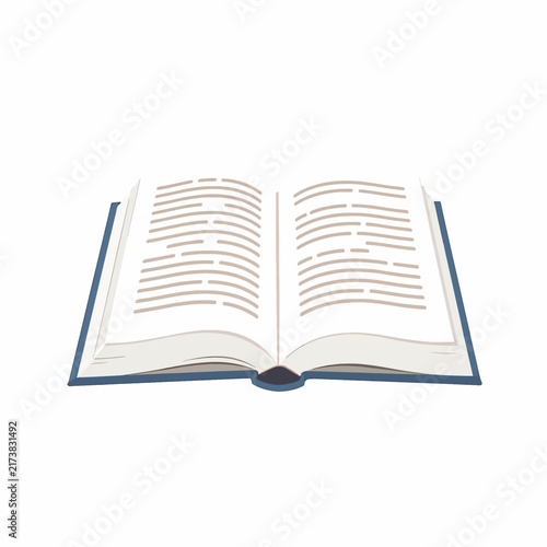 Open book with blank pages flat design icon for education and reading