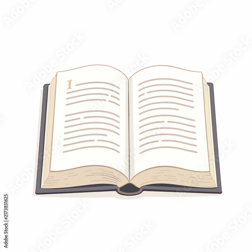 Open book with blank pages isolated on white background reading concept