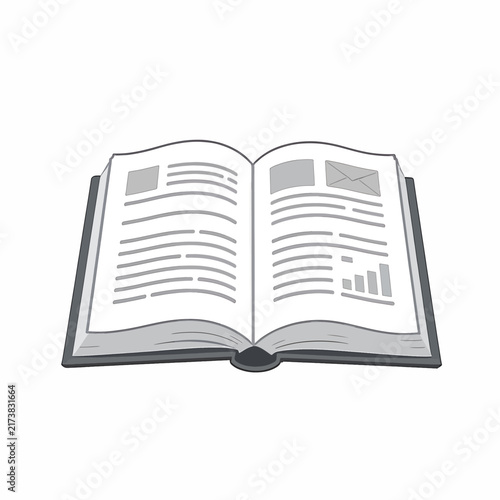 Open book with charts and graphs business and education concept flat design