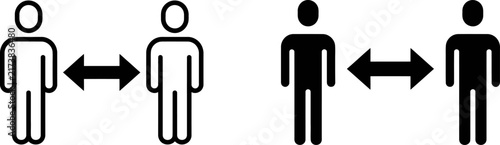 Social distancing icons showing people keeping safe distance for health and safety protocols.