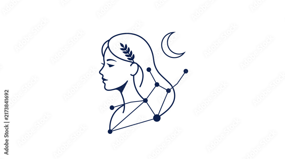 Obraz premium Virgo Zodiac Sign Minimalist Line Art Illustration