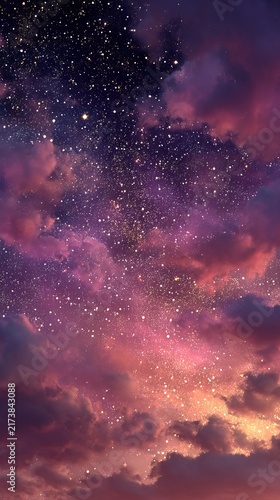 Celestial Canvas - A Dreamy Night Sky with Stars and Clouds.