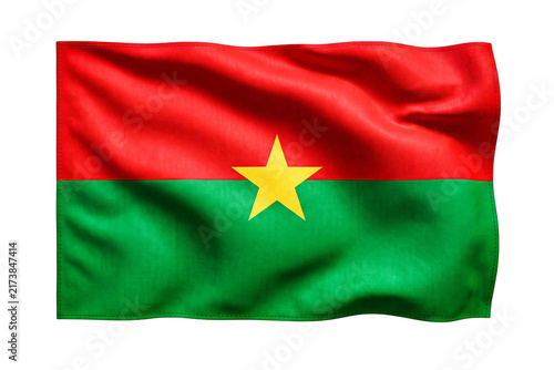 Konstfotografi Burkina Faso flag, waving burkinabe flag, fabric flag of burkina faso